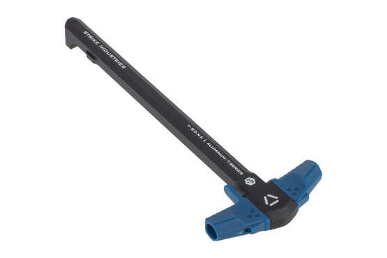 Strike Industries T-Bone AR-15 Charging Handle for .223/5.56 in Black/Blue is made of aluminum